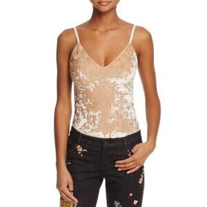 Alice + Olivia Delray Beige Crushed Velvet Tank Top Sz Large Neutral Minimalist